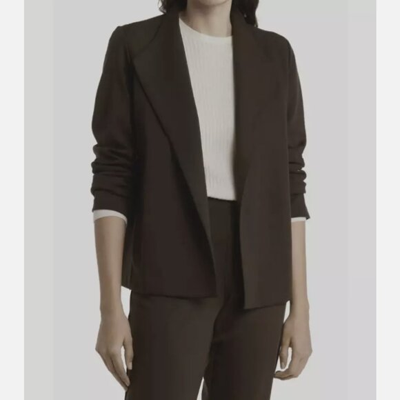 Eileen Fisher Brown Ponte Long Sleeve Open Front Jacket